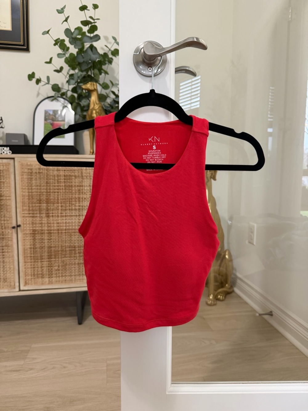 Klassy Network Red Tank Top - Scoop Neck Cropped Muscle Tee